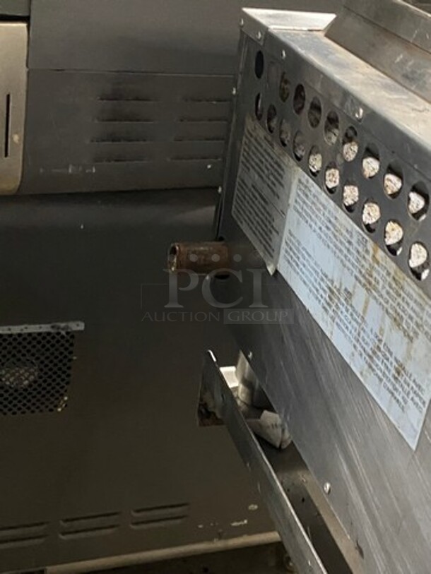Bakers Pride Commercial Countertop Natural Gas Powered 48 Inch Char Broiler Grill! On Commercial 60 Inch Equipment Stand! With Underneath Storage Space! All Stainless Steel! Model XX8 Serial 592381707002! On Casters! Working When Removed! - Image 9 of 9
