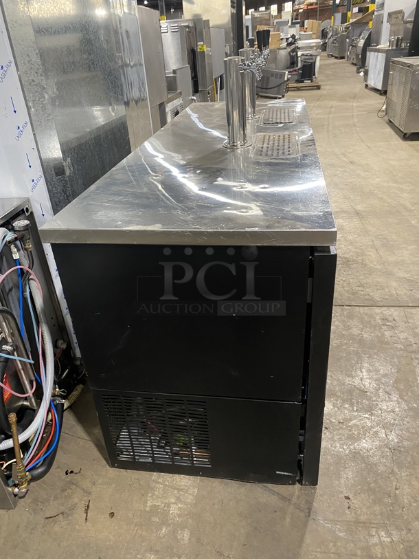NICE! Late Model! Avantco Commercial Refrigerated Dual Tower Kegerator! With Towers! With 3 Door Storage Space Underneath! Poly Coated Racks! Model: 178UDD378 SN:6436334321083608 115V
 - Image 3 of 7