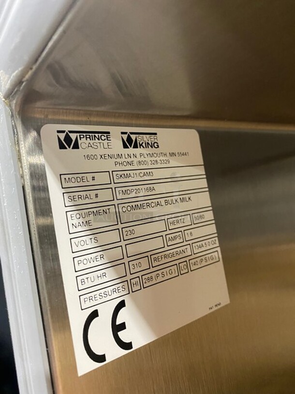 WOW! NEW! Silver King Commercial Countertop Refrigerated Milk Dispenser! Stainless Steel Body! On Legs! Model: SKMAJ1CAM3 SN: FMDP201168A 230V - Image 7 of 9