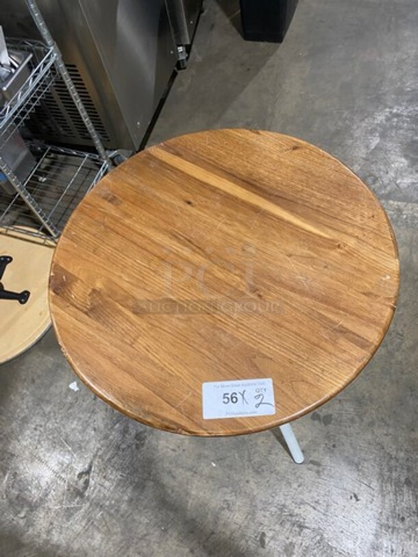 LIKE NEW! Round Wooden Pattern Table! With Tri Pod Style Metal Base! 2x Your Bid! - Image 2 of 4