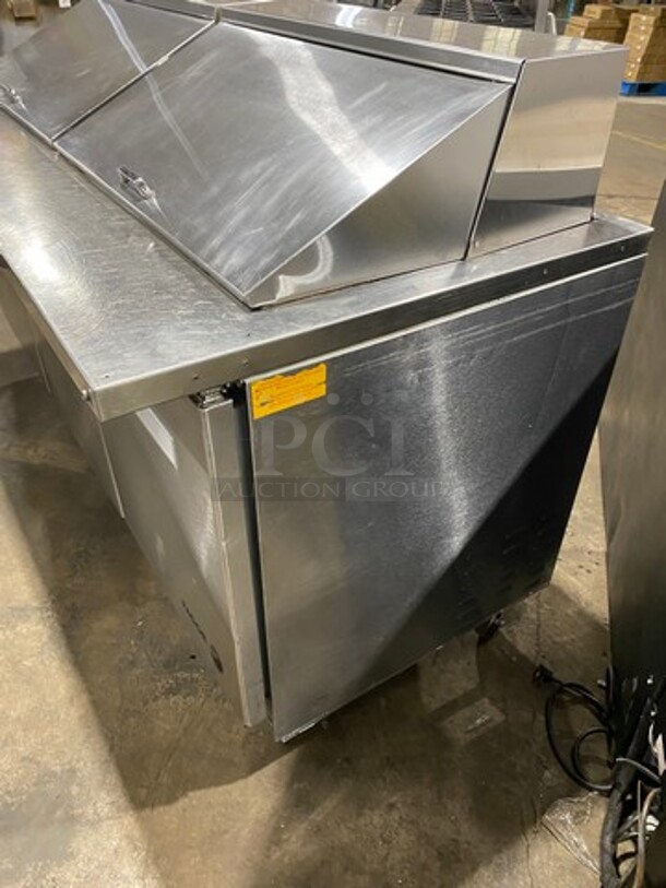 Fagor Commercial Refrigerated Sandwich Prep Table! With 3 Door Storage Space Underneath! Poly Coated Racks! All Stainless Steel! On Casters! Model: FMT7230 SN: 08090076M 120V 60HZ 1 Phase - Image 2 of 8