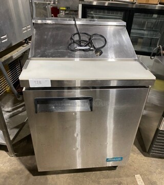 Migali Stainless Steel Mega Top Salad Prep Table With Commercial Cutting Board! On Casters! MODEL C-SP27-8 SN:814031032012 115V 1PH