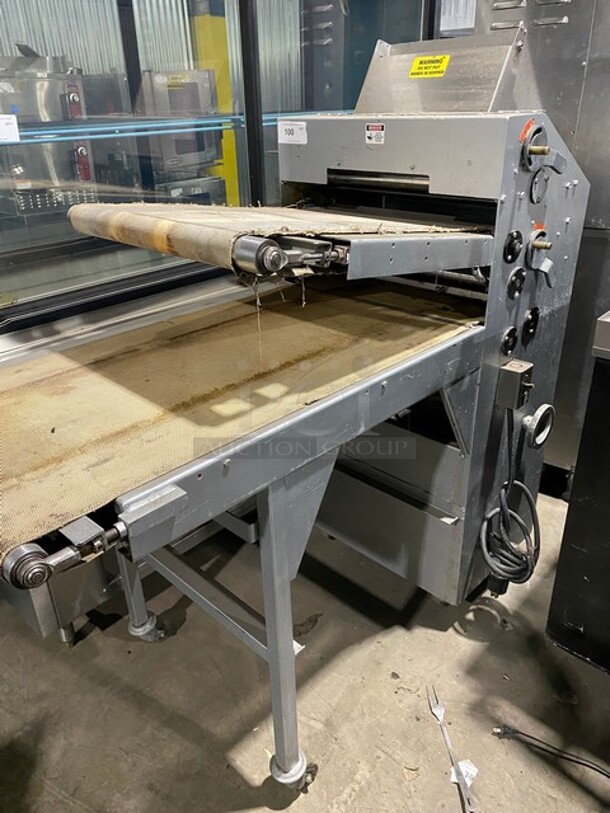 Acme Commercial Floor Style Two Stage Heavy Duty Dough Sheeter! All Stainless Steel! On Casters! - Image 2 of 10