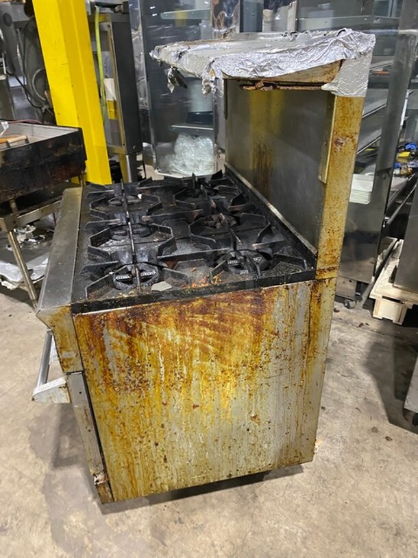 WOW! DCS Commercial Natural Gas Powered 6 Burner Stove! With Full Size Oven Underneath! With Backsplash & Overhead Salamander Shelf! All Stainless Steel! On Casters! WORKING WHEN REMOVED! - Image 3 of 9
