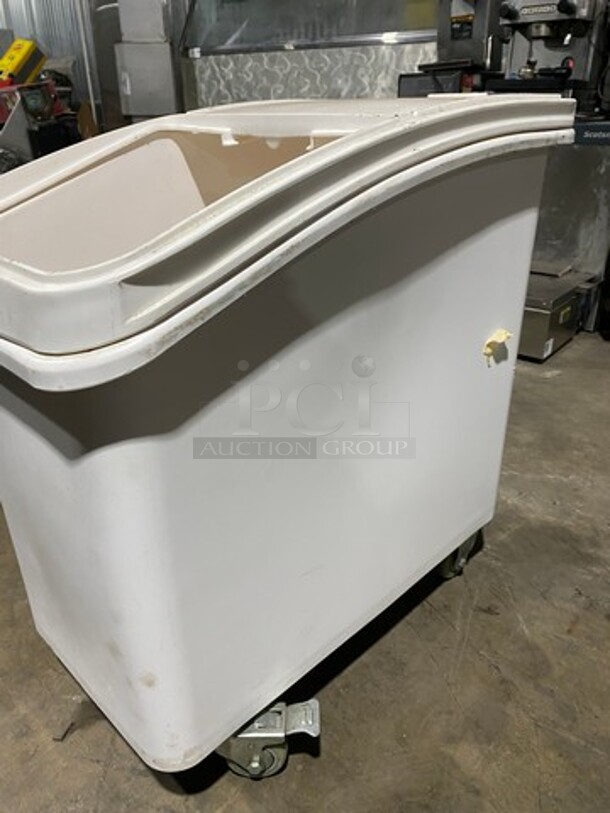 White Poly Ingredient Bin! On Casters! - Image 2 of 8