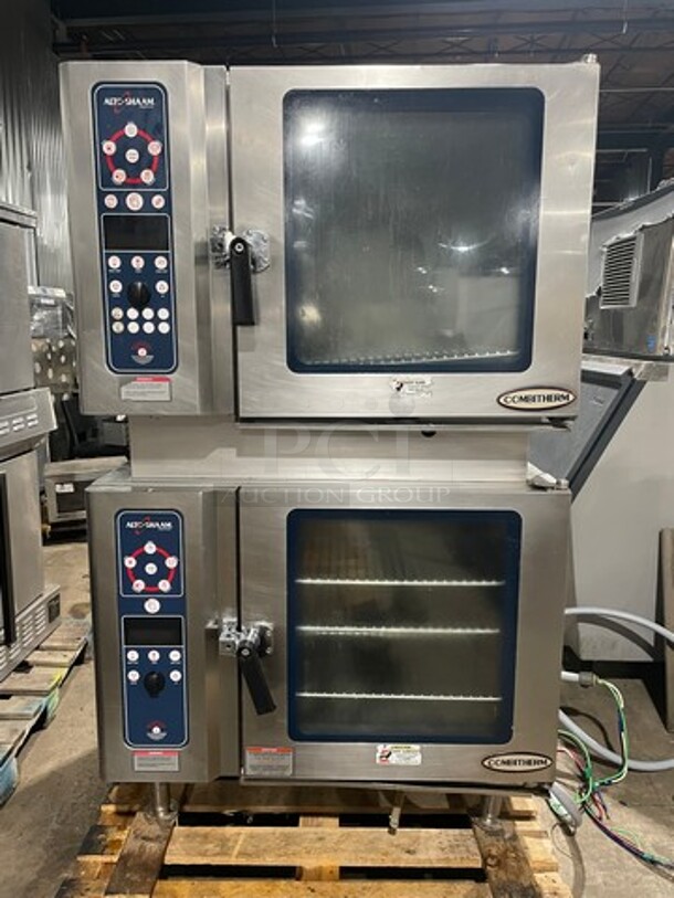 (x2) Alto Shaam Commercial Double Deck Electric Powered CombiTherm Combi Oven! With View Through Doors! All Stainless Steel! Model 7.14I/ML/SK Serial 488104000! 208/240V 3Phase! On Legs! 2 X Your Bid! Makes One Unit! - Image 1 of 12