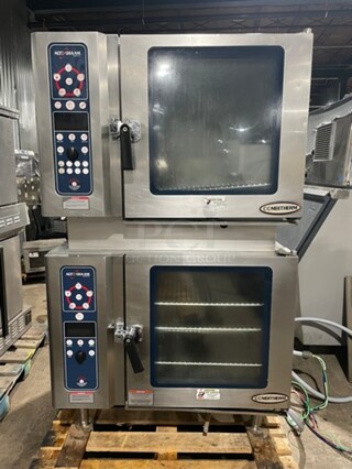 (x2) Alto Shaam Commercial Double Deck Electric Powered CombiTherm Combi Oven! With View Through Doors! All Stainless Steel! Model 7.14I/ML/SK Serial 488104000! 208/240V 3Phase! On Legs! 2 X Your Bid! Makes One Unit!