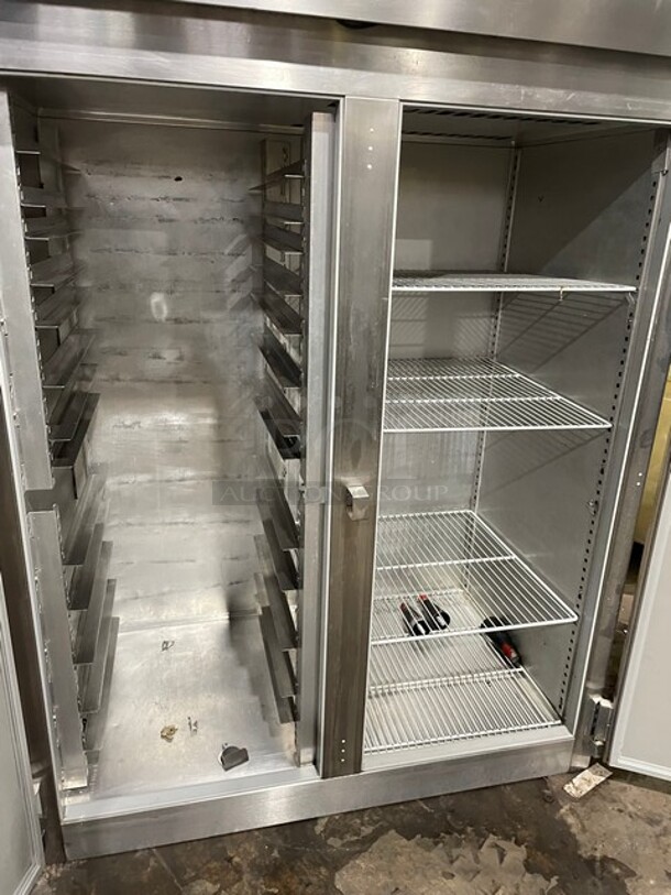 Victory Commercial 2 Door Refrigerator! With Left Side Built In Sheet Pan Racks! All Stainless Steel! With Poly Coated Racks! 115V 1 Phase! Model: VR-2 SN: M0392015! - Image 5 of 10