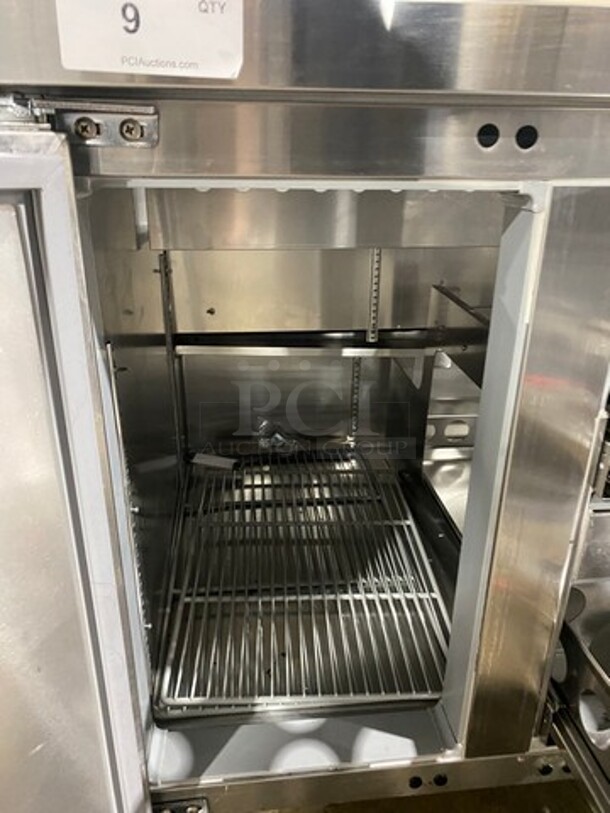 NICE! Continental Commercial Refrigerated Sandwich Prep Table! With Commercial Cutting Board! With 2 Door And 2 Drawer Underneath Storage Space! Poly Coated Racks! All Stainless Steel! On Casters! Model: RA60N12 SN: 16169412 115V 60HZ 1 Phase - Image 8 of 12