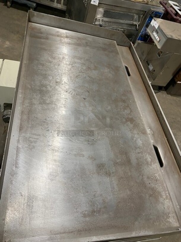 WOW! NEW! NEVER USED! Garland Commercial Countertop Electric Powered Flat Top Griddle! With Back And Side Splashes! On Legs! On Equipment Stand! All Stainless Steel! On Casters! Model: E2448G SN: 0404ME0033 208V 60HZ 3 Phase - Image 5 of 9