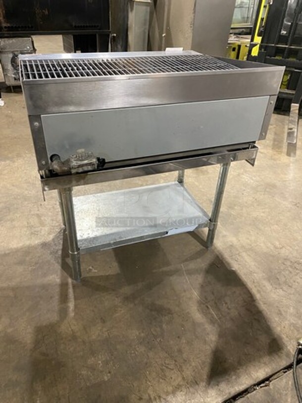 LATE MODEL! 2021 Spectrum Commercial Countertop Natural Gas Powered Char Broiler Grill! With Back And Side Splashes! On Small Legs! On Equipment Stand! With Storage Space Underneath! All Stainless Steel! On Legs! Model: NGCB36R SN: NGCB365040001116 - Image 3 of 10