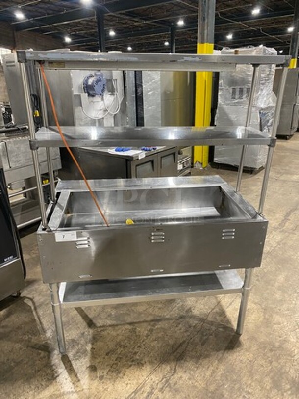 Eagle Commercial Electric Powered Steam Table! With 2 Over Head Shelves! All Stainless Steel! On Legs! - Image 1 of 10