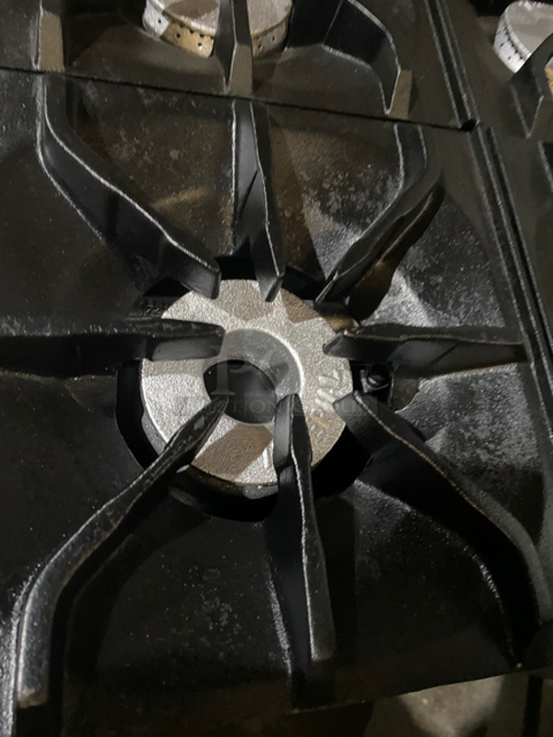 SWEET! Imperial Commercial Natural Gas Powered 6 Burner Stove With Left Side Flat Top Griddle! 2 Full Size Ovens Underneath! With Metal Oven Racks! Left Side Splash And Raised Back Splash! All Stainless Steel! On Casters! - Image 7 of 11