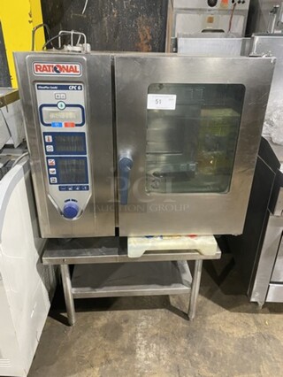 Rational Heavy Duty Commercial Clima Plus Combi Convection Oven! Model CPC6! On All Stainless Steel Equipment Stand!  