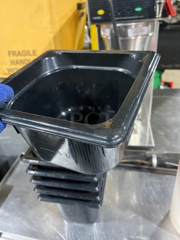 Vollrath Black Poly 1/6x4" Food Containers! 6x Your Bid! - Image 5 of 7