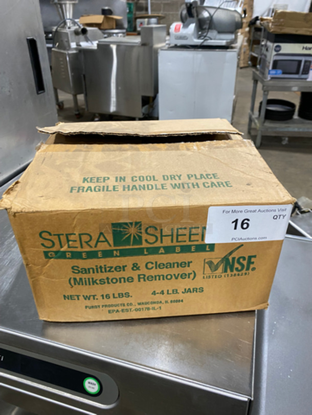 IN THE BOX! Stera Sheen Commercial Use Sanitizer And Cleaner! 4 Lbs. Each Tub! 4 Tubs In Each Box! 1 Box Per Item Number! 4x Your Bid!