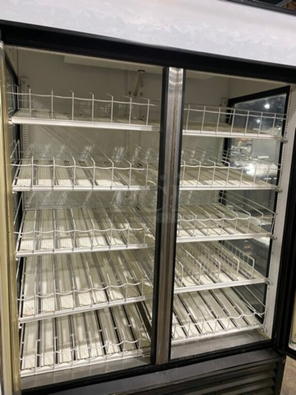 NICE! True Commercial 2 Door Reach In Cooler Merchandiser! With View Through Doors And Sides! With Poly Beverage Racks! Model: GEM49 SN: 14438952 115V 60HZ 1 Phase - Image 5 of 9