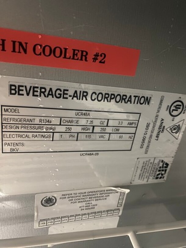 Beverage Air Commercial 2 Door Lowboy/Worktop Cooler! All Stainless Steel! On Casters! Model: UCR48A 115V 60HZ 1 Phase - Image 6 of 9