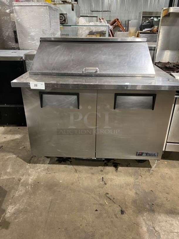 True Commercial Refrigerated Sandwich Prep Table! With 2 Door Underneath Storage Space! With Poly Coated Racks! All Stainless Steel! On Casters! Model: TSSU4818MB SN: 7025224 115V 60HZ 1 Phase - Image 1 of 10