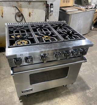 Viking Commercial Natural Gas Powered 6 Burner Range! With Convection Oven Underneath! All Stainless Steel!