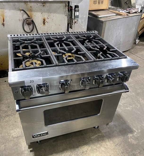 Viking Commercial Natural Gas Powered 6 Burner Range! With Convection Oven Underneath! All Stainless Steel! - Item #1113601