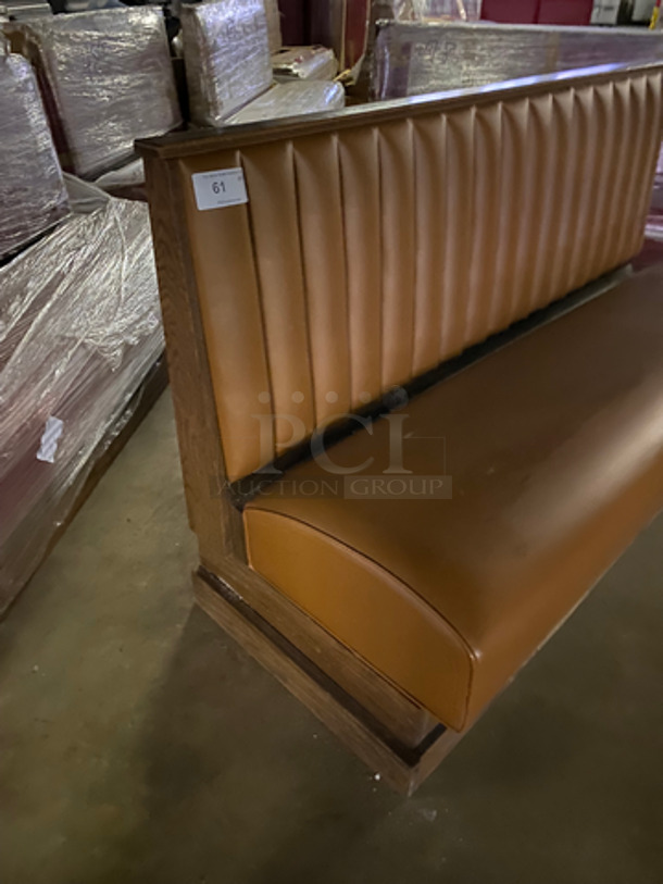 NEW! Single Sided Light Brown Cushioned Booth Seat! With Wooden Outline! Perfect For Up Against The Wall! Can Be Connected With Any Of The Booths Listed! - Image 3 of 5
