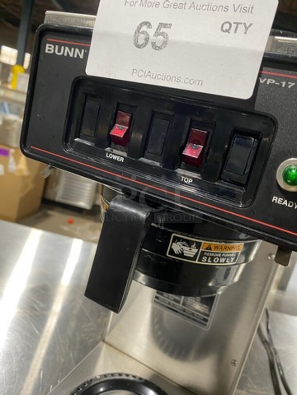 Bunn Commercial Countertop Coffee Maker! With 2 Coffee Pot Warmers! All Stainless Steel! Model: VP172 SN: VP17024348 120V 60HZ 1 Phase - Image 6 of 8