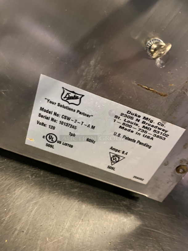 Duke Commercial Countertop 2 Bay Food Warmer! Stainless Steel! Model: CSW2TAM SN: 10137245 120V 60HZ 1 Phase - Image 5 of 8