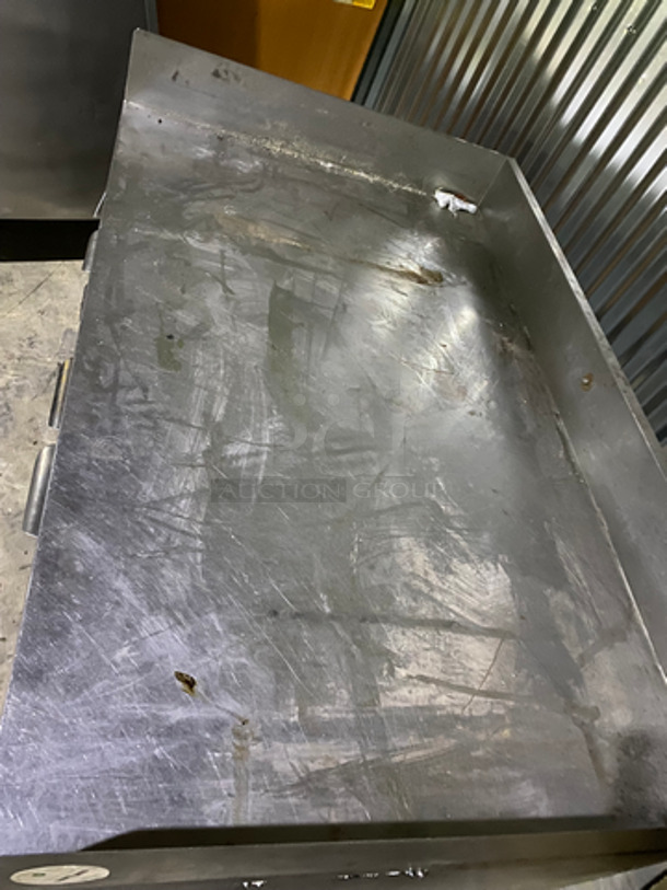 Custom Cool Commercial Refrigerated Work/Prep Table/ Grill Stand! With Back And Side Splash! With Refrigerated 2 Door Underneath Storage! All Stainless Steel! On Casters! - Image 5 of 9
