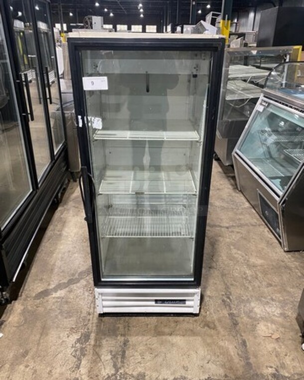 True Commercial Single Door Reach In Cooler Merchandiser! With View Through Door! Poly Coated Racks! Model: GDM12 SN: 12030206 115V 60HZ 1 Phase