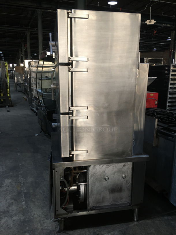 AMAZING! Vulcan Commercial Natural Gas Powered Triple Deck Pressure Steam Cooker! All Stainless Steel! On Legs!  Model: VHL3G SN: 271155958120V 60HZ 1 Phase! - Image 2 of 10