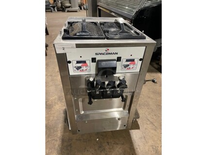 2017 Late Model SpaceMan 3 Handle Counter Top Gravity Fed Ice Cream Machine! All Stainless Steel! Model 6235A Serial 171625 220V 60HZ 1Phase! Working When Removed!