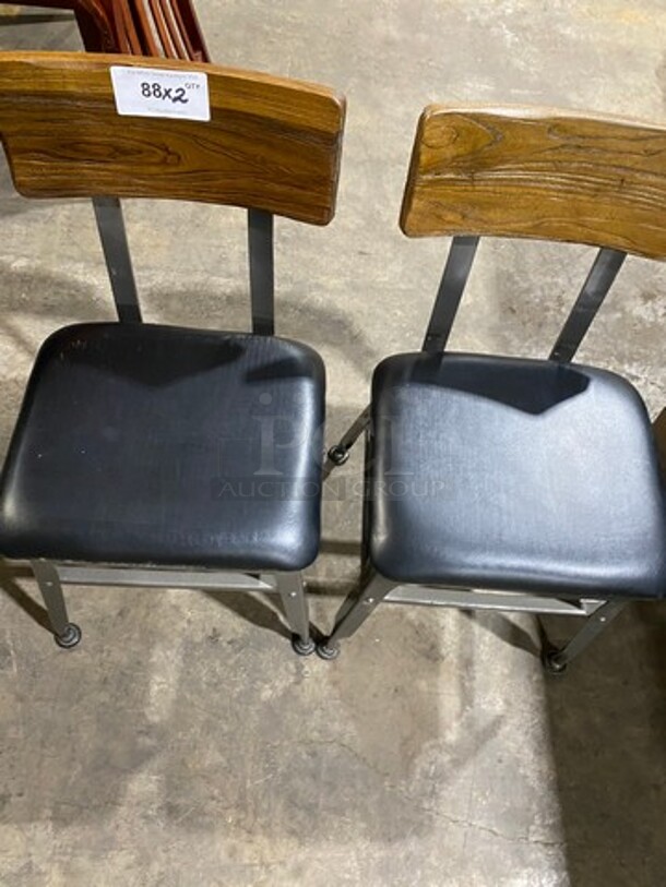 Brand New! Hudson Metal Frame Dining Chairs! With Walnut Back And Black Cushioned Seat!  - Image 5 of 6