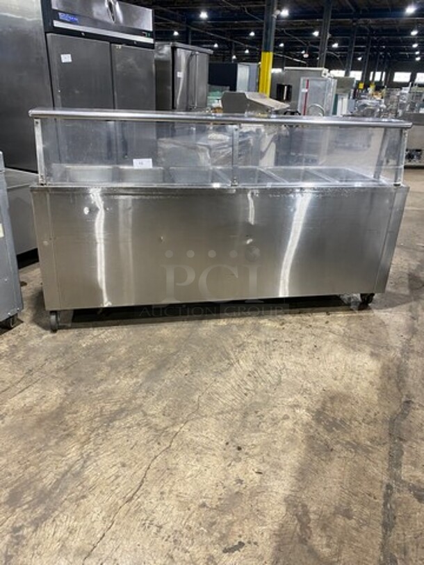 Carter Hoffmann Commercial Electric Powered Steam Table! With Sneeze Guard! With Storage Space Underneath! All Stainless Steel! On Casters! - Image 1 of 10