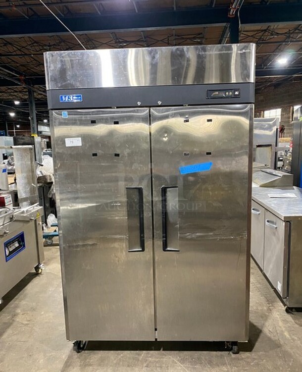 Turbo Air Commercial 2 Door Reach In Freezer! With Poly Coated Racks! Solid Stainless Steel! Model: M3F472 SN: M3F4L76034 115V  - Image 1 of 10