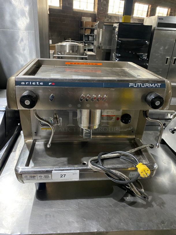 Futurmat Stainless Steel Commercial Countertop Espresso Machine! On Small Legs! Model: MFS191Q SN: 0529445 115V 60HZ 1 Phase