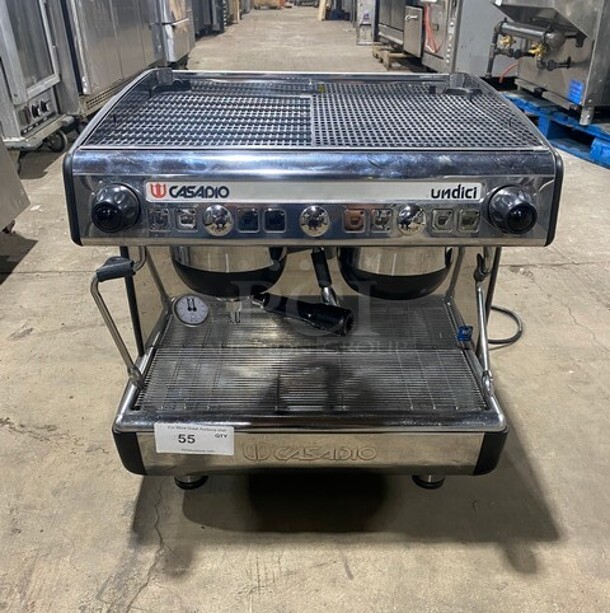 Casadio Stainless Steel Commercial Countertop 2 Group Espresso Machine w/ 2 Portafilters and 2 Steam Wands! - Image 1 of 9