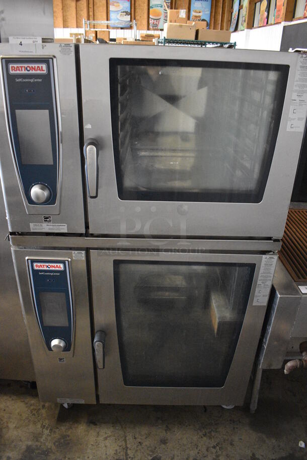 2 2019 Rational Stainless Steel Commercial Combitherm Self Cooking Center Convection Ovens on Commercial Casters. Top Model: SCC WE 62. Bottom Model: SCC WE 102. 480 Volts, 3 Phase. 42x40x72. 2 Times Your Bid! - Image 1 of 8