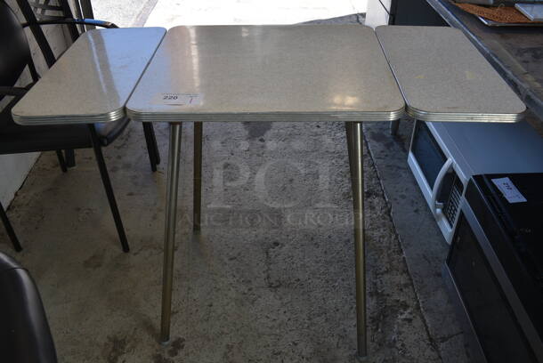 White Patterned Dining Height Table w/ 2 Drop Leaf Sides. Closed: 22x20x30