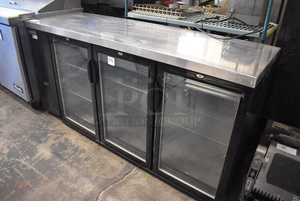Dukers DBB72-H3 Stainless Steel Commercial 3 Door Back Bar Cooler Merchandiser. 115 Volts, 1 Phase. 73x24x36. Tested and Working!