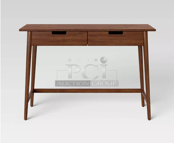 BRAND NEW IN BOX! Project 62 Ellwood Wood Writing Desk with Drawers. Stock Picture Used For Gallery Picture.
