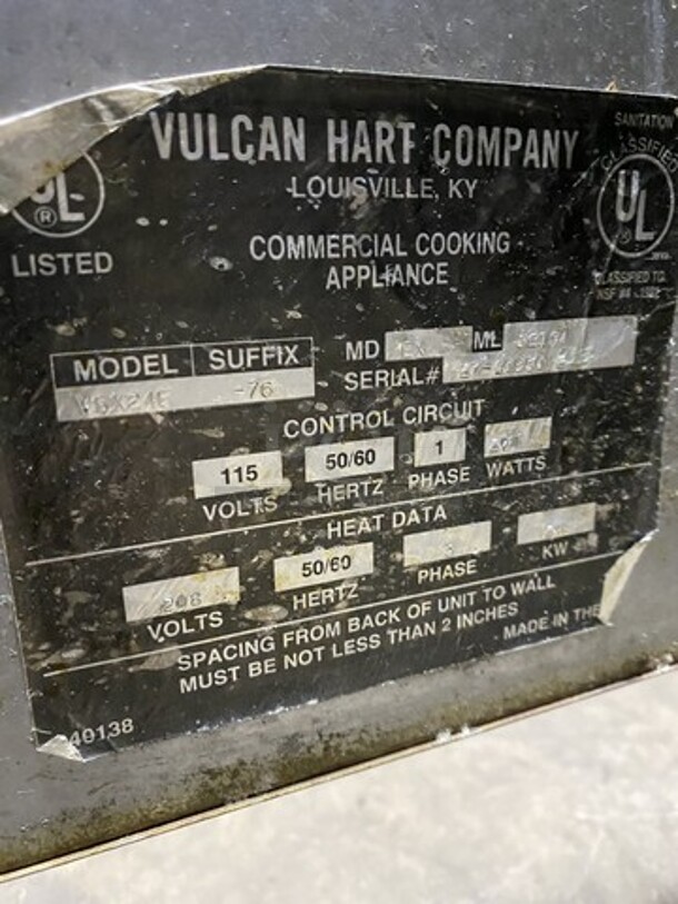 Wow! Vulcan Electric Powered Commercial Dual Cabinet Steamer! Model VGX24E Serial 2710950! 208V 3 Phase! On Legs!  - Image 8 of 8