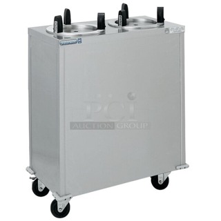 BRAND NEW SCRATCH & DENT! Delfield CAB2-1200ET Even Temp Mobile Enclosed Two Stack Heated Dish Dispenser / Warmer for 10 1/8" to 12" Dishes - 120V. OUT OF ORIGINAL PACKAGING, LOOKS PERFECT. 32-1/4x19x39-5/8    