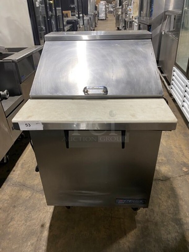 GREAT! True Commercial Refrigerated Sandwich Prep Table! With Single Door Storage Space Underneath! With Poly Coated Racks! All Stainless Steel! On Casters! Model: TSSU2712MB SN: 4999343 115V 60HZ 1 Phase - Image 1 of 10