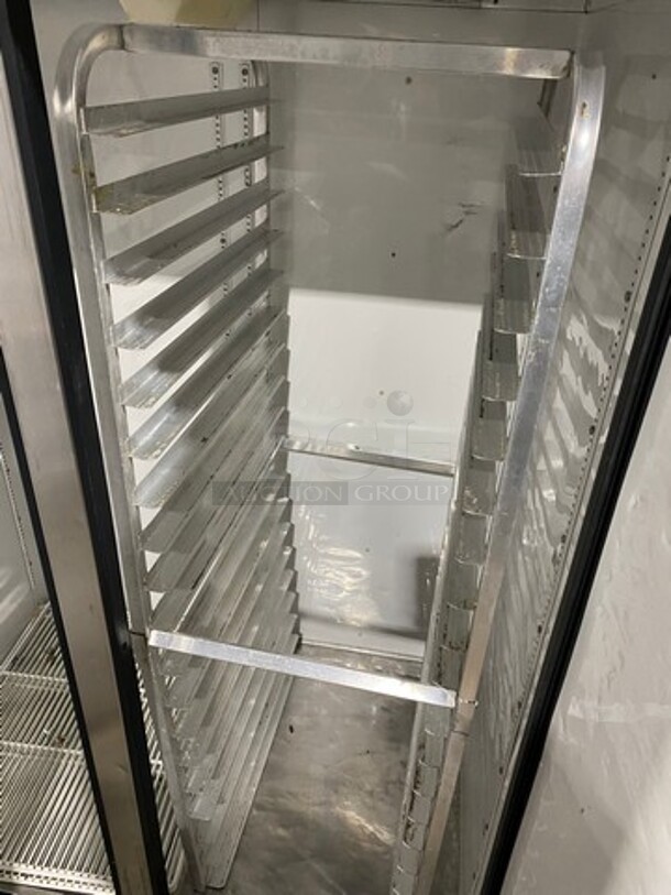 NICE! True Commercial 2 Door Reach In Cooler! With Poly Coated Racks And Pan Rack! All Stainless Steel! On Casters! Model: TG2R2S SN: 7325119 115V 1 Phase! Working When Removed! - Image 6 of 9