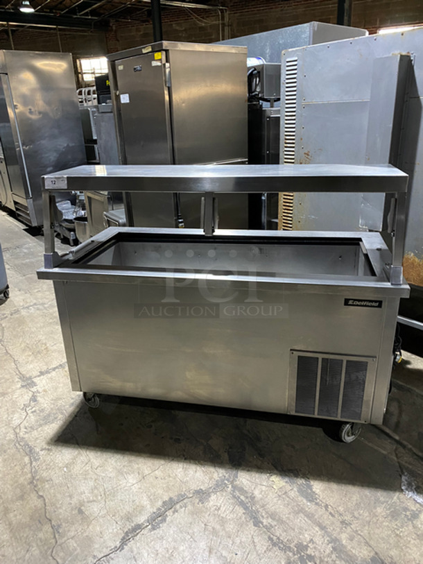 Delfield Commercial Refrigerated Cold Pan! With Lowering Prep Line! With Underneath Storage Space! All Stainless Steel! On Casters! Model: SCSC60 SN: 81724910M 115V 1 Phase