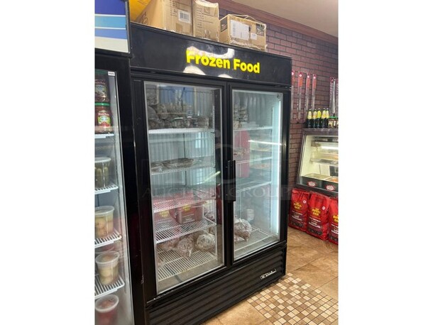 AMAZING! True Commercial 2 Door Reach In Freezer Merchandiser! With Poly Coated Racks! Model GDM49F Serial 13920528! 115/208/230V 1Phase! WORKING WHEN REMOVED!
 - Image 1 of 10