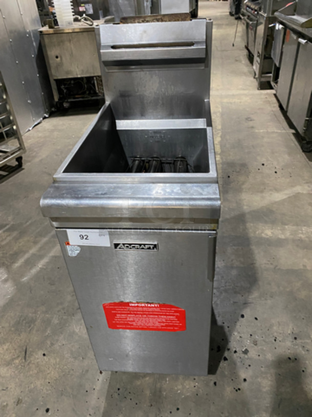 Adcraft Commercial Natural Gas Powered Deep Fat Fryer! With Backsplash! All Stainless Steel! On Legs!