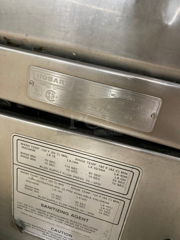 Hobart Commercial Under The Counter Heavy Duty Dishwasher! All Stainless Steel! Model: LX30H 120/240V 60HZ 1 Phase! - Image 7 of 8