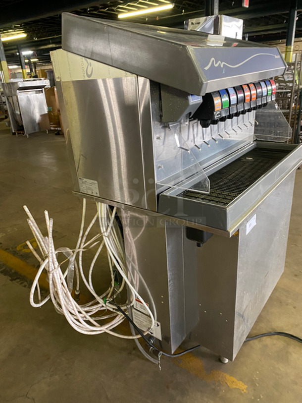 Follett Commercial Countertop 10 Spout Beverage Dispenser Machine! With Ice Dispenser! Stainless Steel Body! Model: VU300B10LL 115V 60HZ 1 Phase - Image 2 of 10